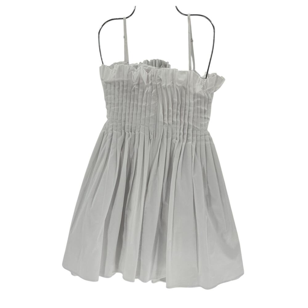 Staud Smocked White Bella Dress Size 0 - Picture 3 of 4